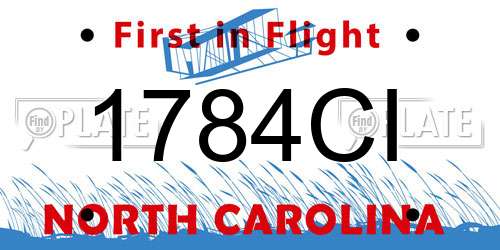 1784CI North Carolina License Plate