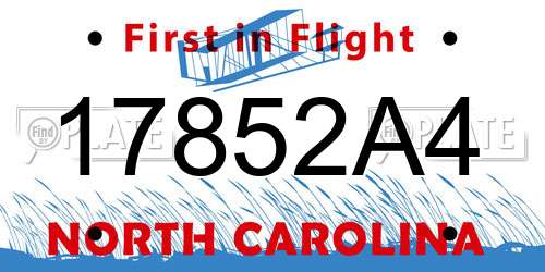 17852A4 North Carolina License Plate