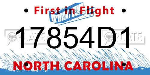 17854D1 North Carolina License Plate