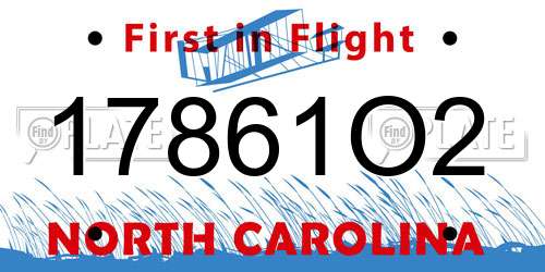 17861O2 North Carolina License Plate