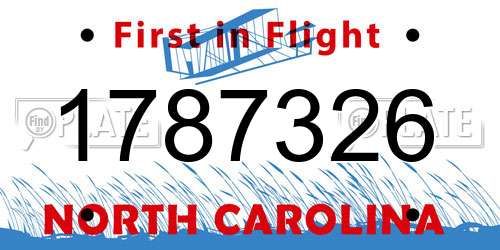 1787326 North Carolina License Plate