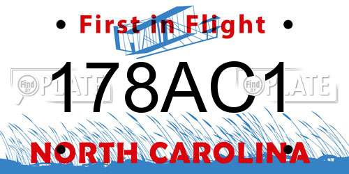 178AC1 North Carolina License Plate