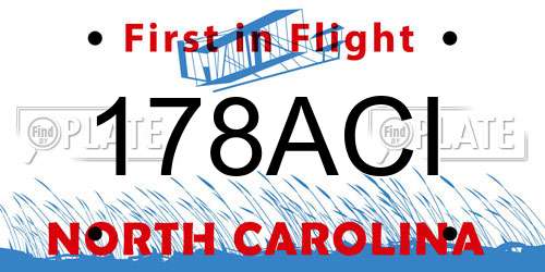 178ACI North Carolina License Plate