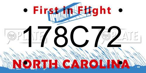 178C72 North Carolina License Plate