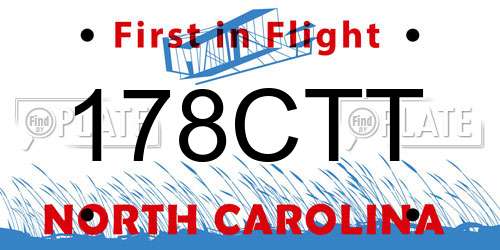 178CTT North Carolina License Plate