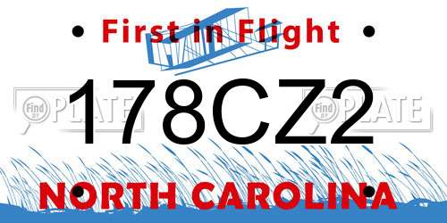 178CZ2 North Carolina License Plate