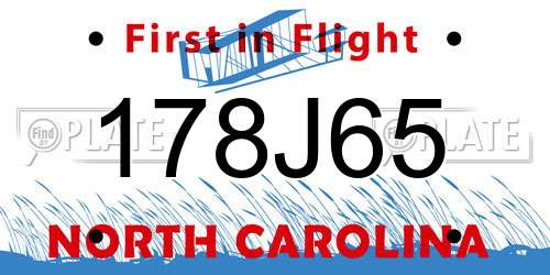 178J65 North Carolina License Plate