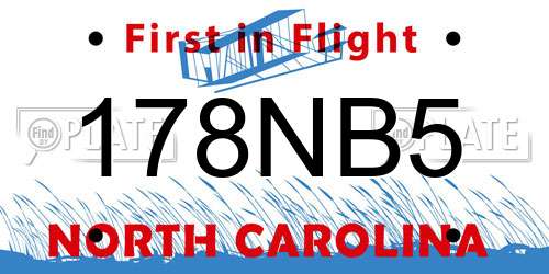 178NB5 North Carolina License Plate