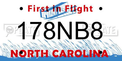 178NB8 North Carolina License Plate