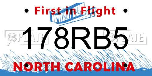 178RB5 North Carolina License Plate