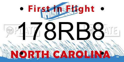 178RB8 North Carolina License Plate