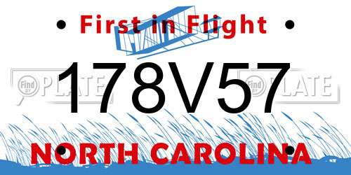 178V57 North Carolina License Plate