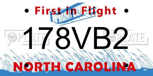 178VB2 North Carolina License Plate