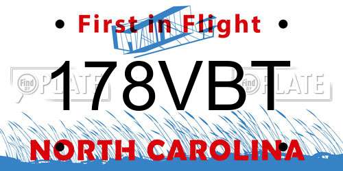 178VBT North Carolina License Plate