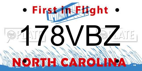 178VBZ North Carolina License Plate