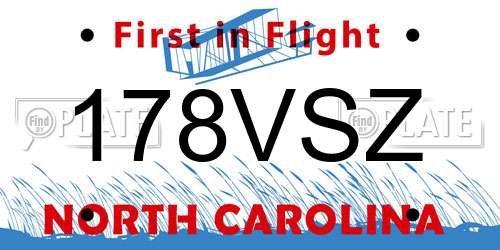 178VSZ North Carolina License Plate