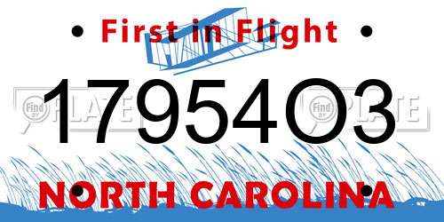 17954O3 North Carolina License Plate