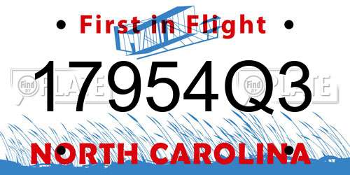 17954Q3 North Carolina License Plate