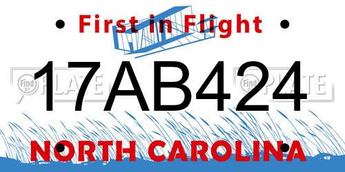 17AB424 North Carolina License Plate