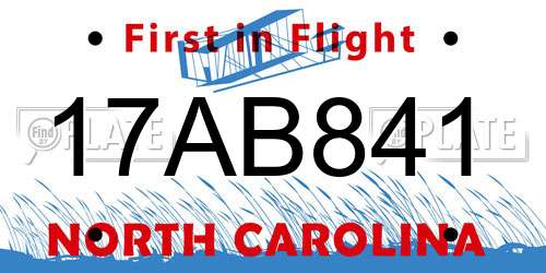 17AB841 North Carolina License Plate