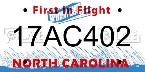 17AC402 North Carolina License Plate