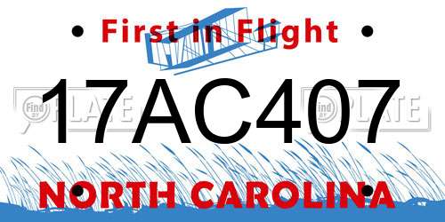 17AC407 North Carolina License Plate