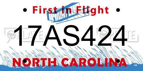 17AS424 North Carolina License Plate