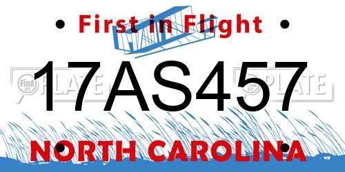 17AS457 North Carolina License Plate