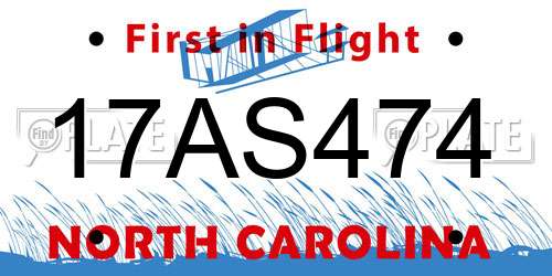 17AS474 North Carolina License Plate