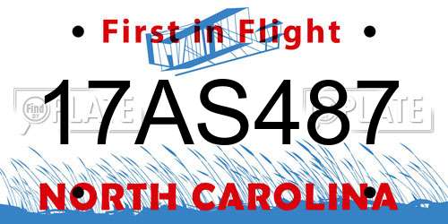 17AS487 North Carolina License Plate