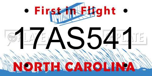 17AS541 North Carolina License Plate