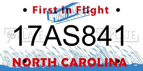 17AS841 North Carolina License Plate
