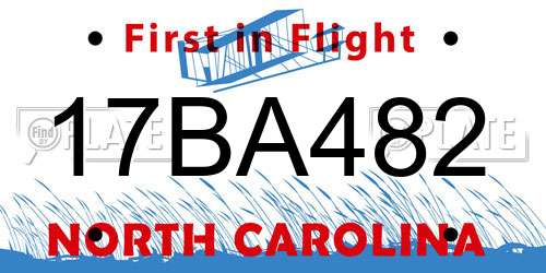 17BA482 North Carolina License Plate