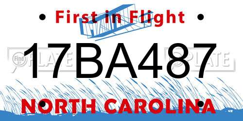 17BA487 North Carolina License Plate
