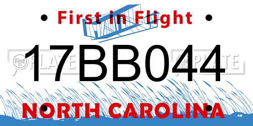 17BB044 North Carolina License Plate