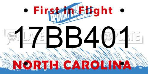 17BB401 North Carolina License Plate