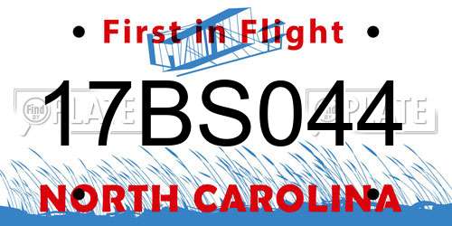 17BS044 North Carolina License Plate