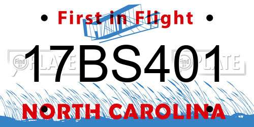 17BS401 North Carolina License Plate