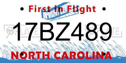 17BZ489 North Carolina License Plate