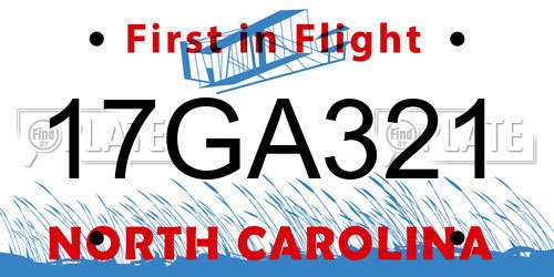 17GA321 North Carolina License Plate