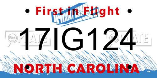 17IG124 North Carolina License Plate