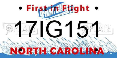 17IG151 North Carolina License Plate