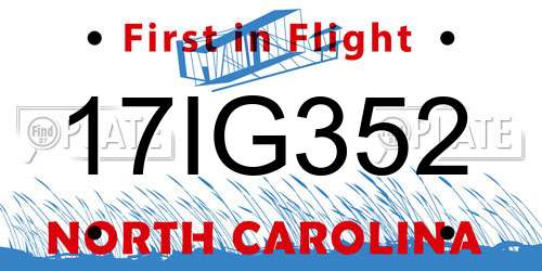 17IG352 North Carolina License Plate