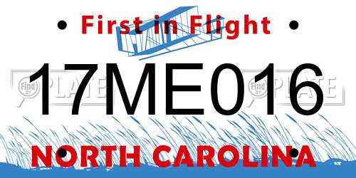 17ME016 North Carolina License Plate