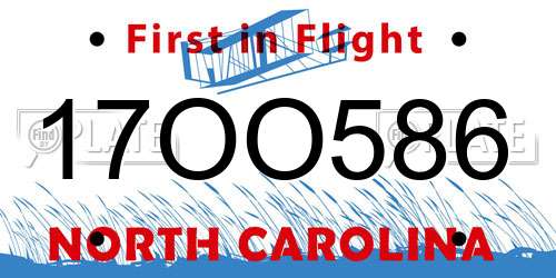 17OO586 North Carolina License Plate