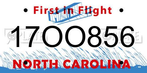 17OO856 North Carolina License Plate