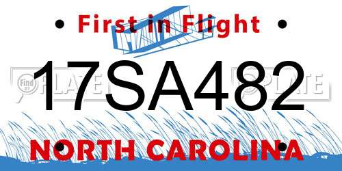 17SA482 North Carolina License Plate