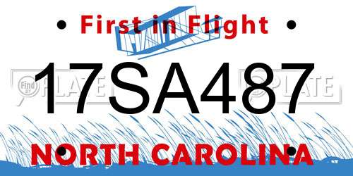 17SA487 North Carolina License Plate
