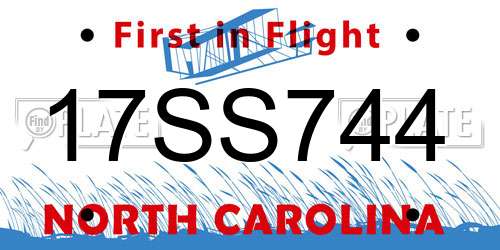 17SS744 North Carolina License Plate