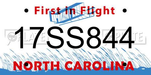 17SS844 North Carolina License Plate
